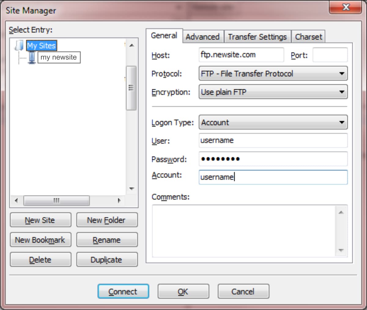 Filezilla-Site-Manager-Dialogue-3