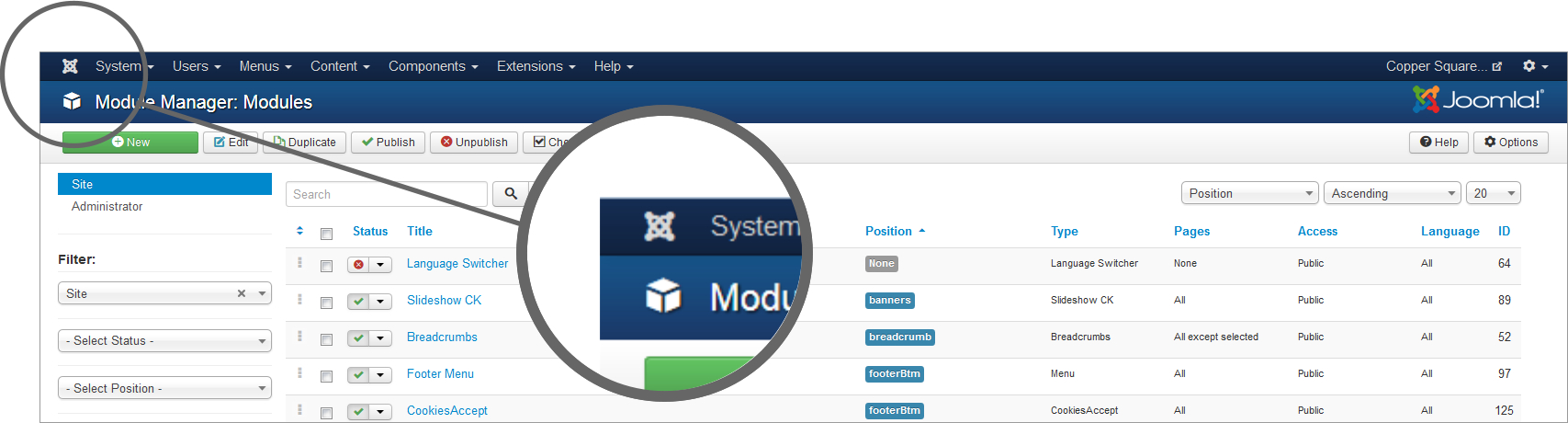 Joomla-v3-Return-to-Admin-panel-Link