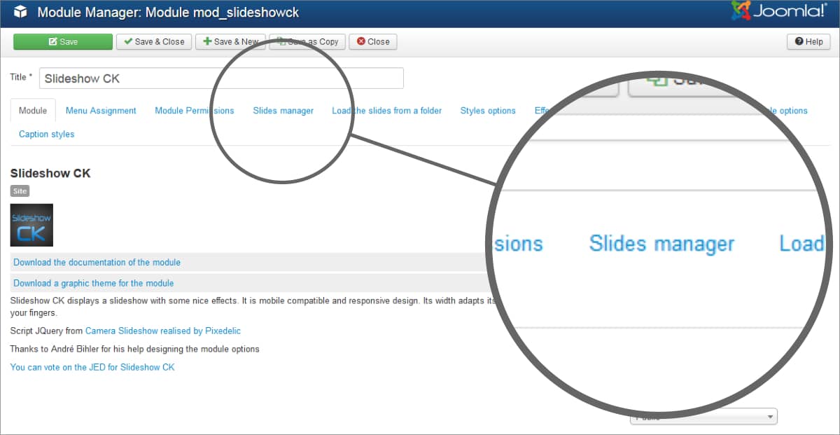 Joomla-SlideshowCK-Slides-Manager-tab