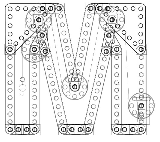 wireframe image of letter M vector illustration