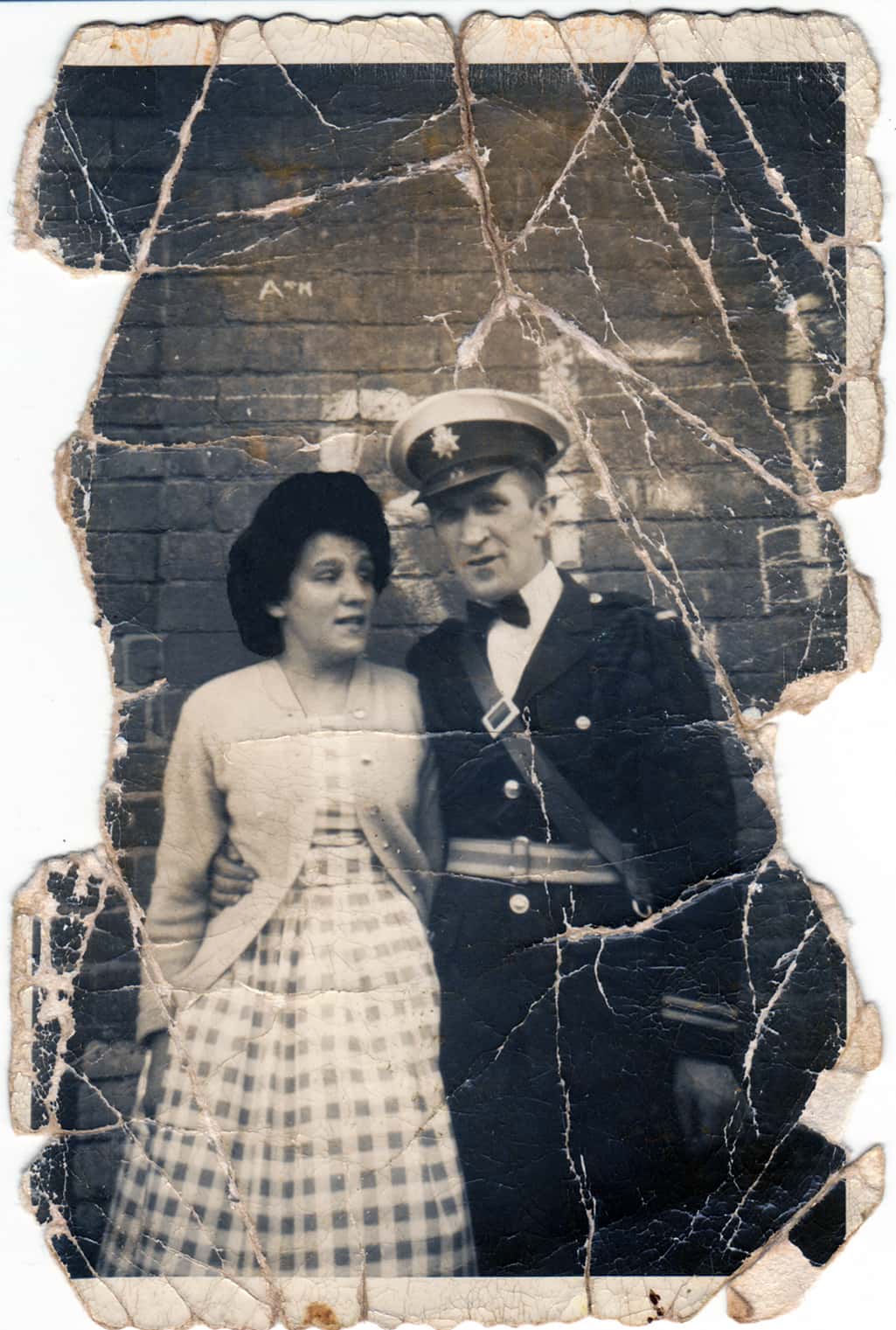 Damaged photo of Margaret and Cecil